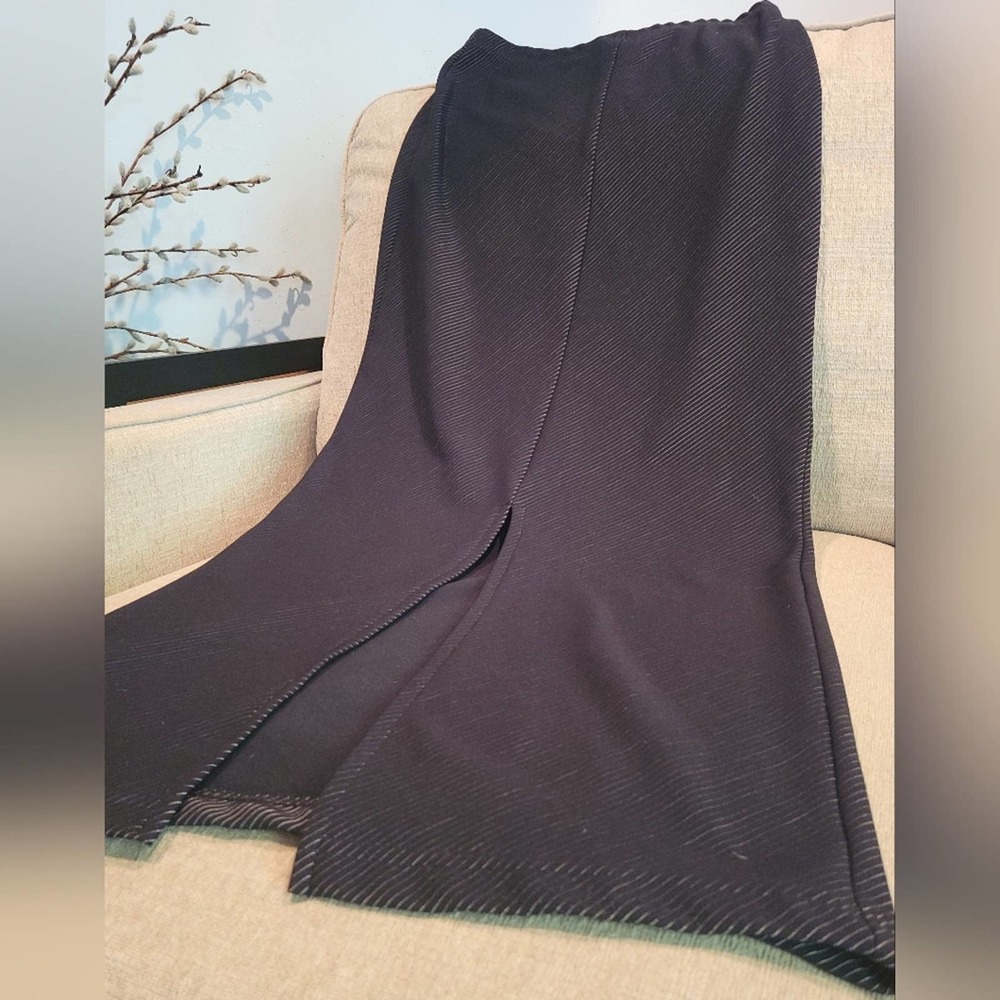 Vintage 90s Diagonal Striped Long Stretch Skirt Bodycon Slit Maxi by Signal sz L
